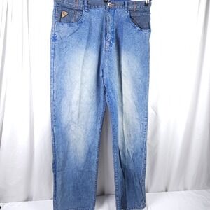 VTG Akademiks Distressed Jeans Mens 40x34 Blue High‎ Waist Y2K Grunge